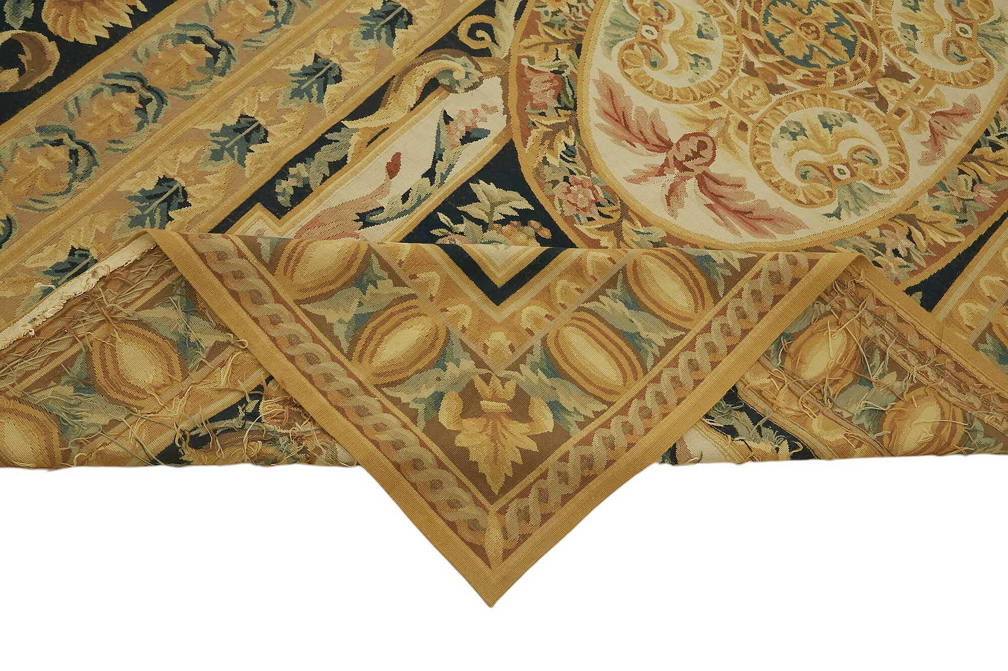 Handmade European Vintage Aubusson Kilim 297 cm x 448 cm
