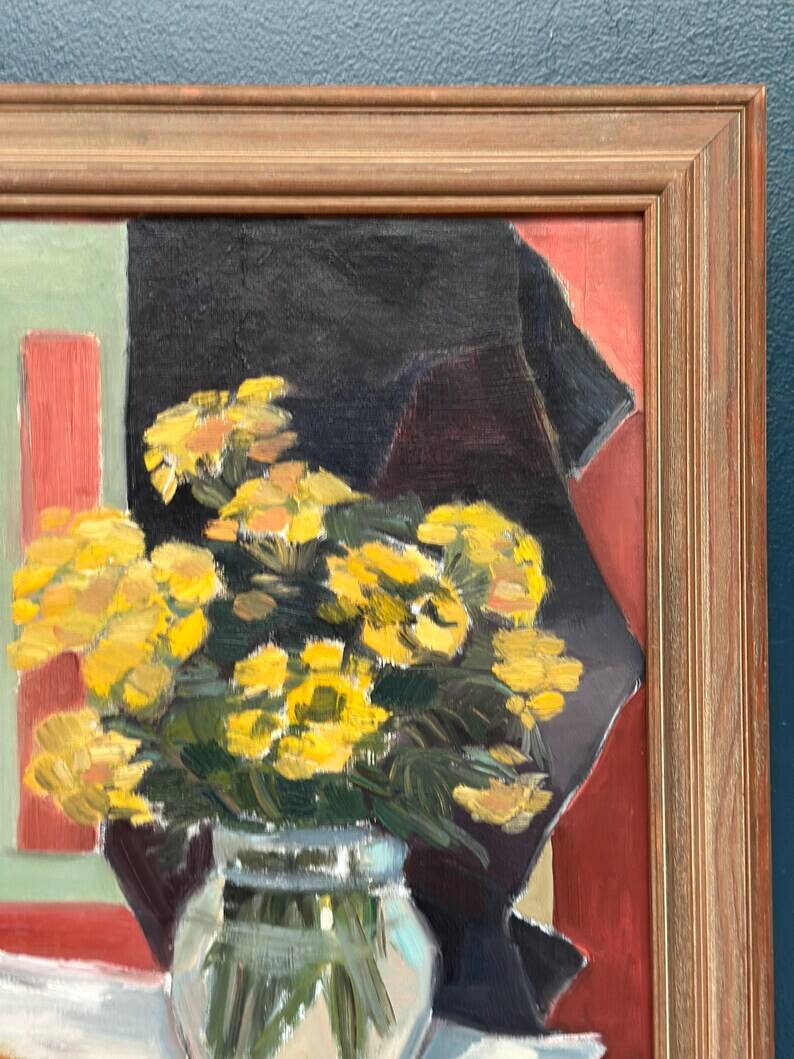 Original Swedish Oil on Panel from the 1940s – "Floral Still Life" by B. Segerdahl – Signed – Framed – 56 × 48 cm (22" × 18.9")