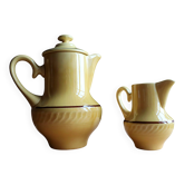 Vintage coffee pot and milk jug duo in Gien earthenware - Socoa model