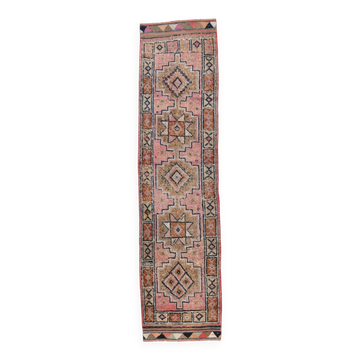 Navy Blue & Green Vintage Runner Rug, 80x323Cm