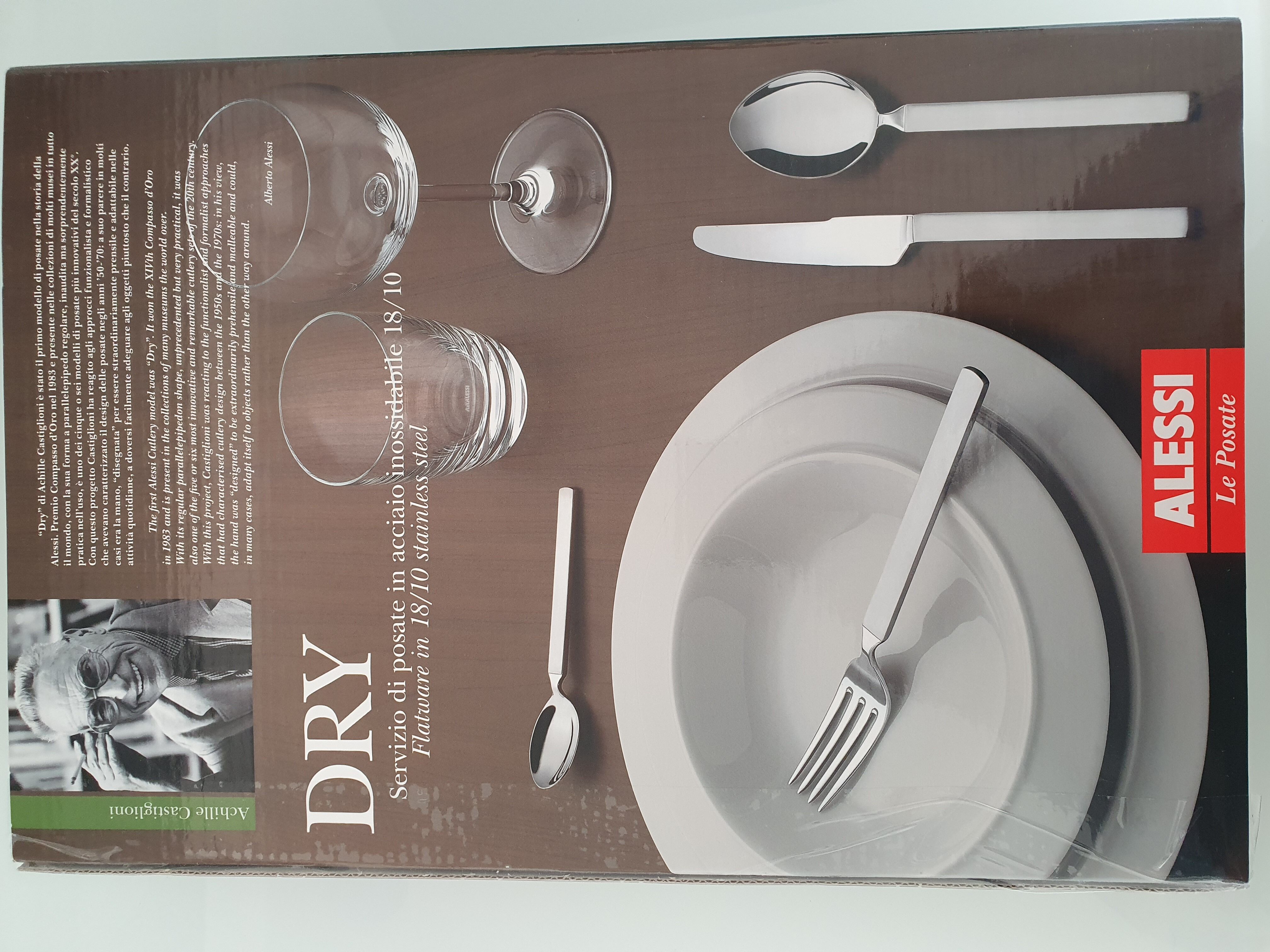 Alessi dry covered services 24 pieces monobloc polished steel