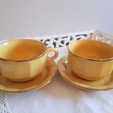 Duo de tasses à chocolat, petit-déjeuner, Style bistrot, en porcelaine, jaune et or