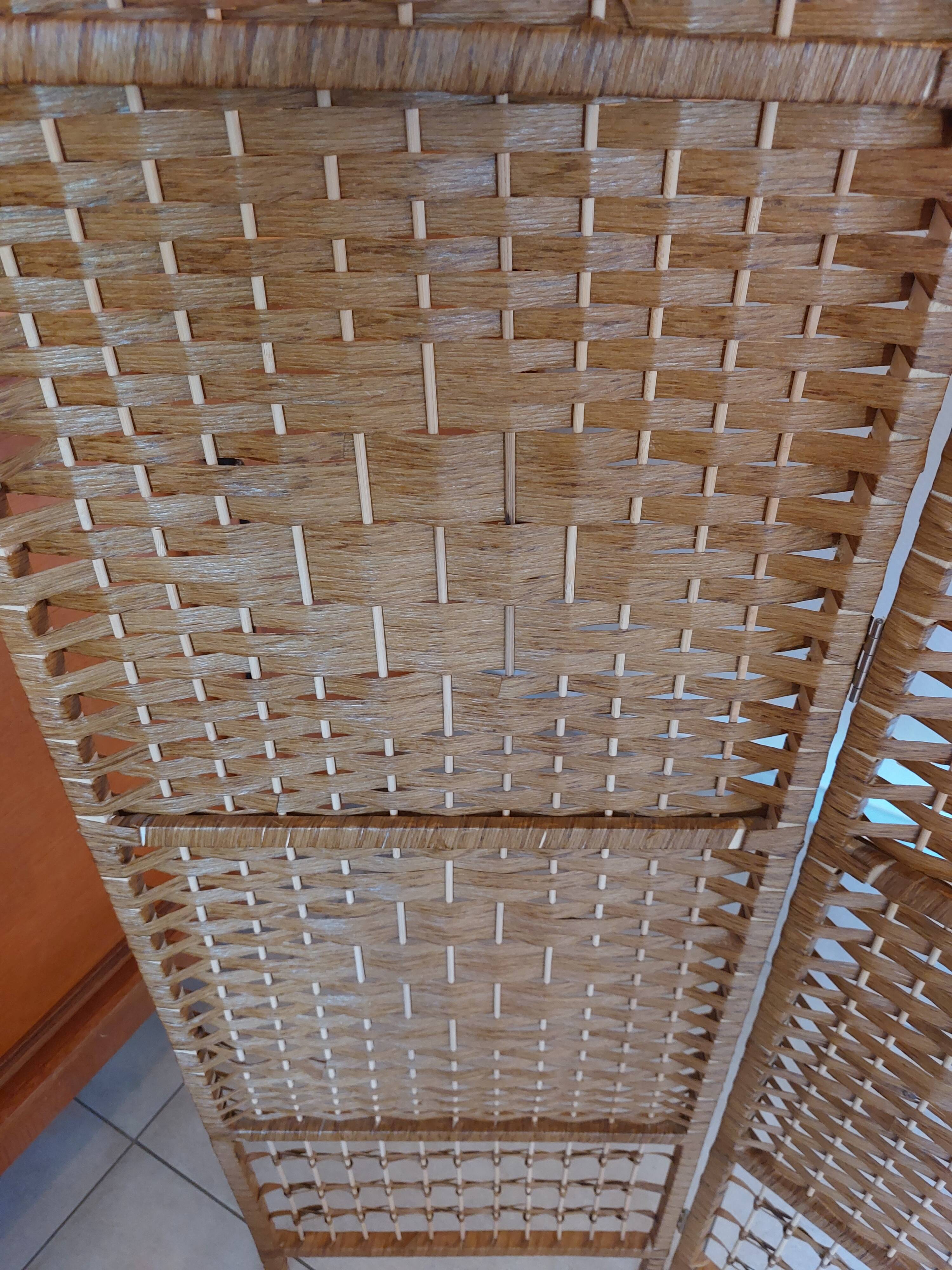 wicker, rattan screen, 5 panels
