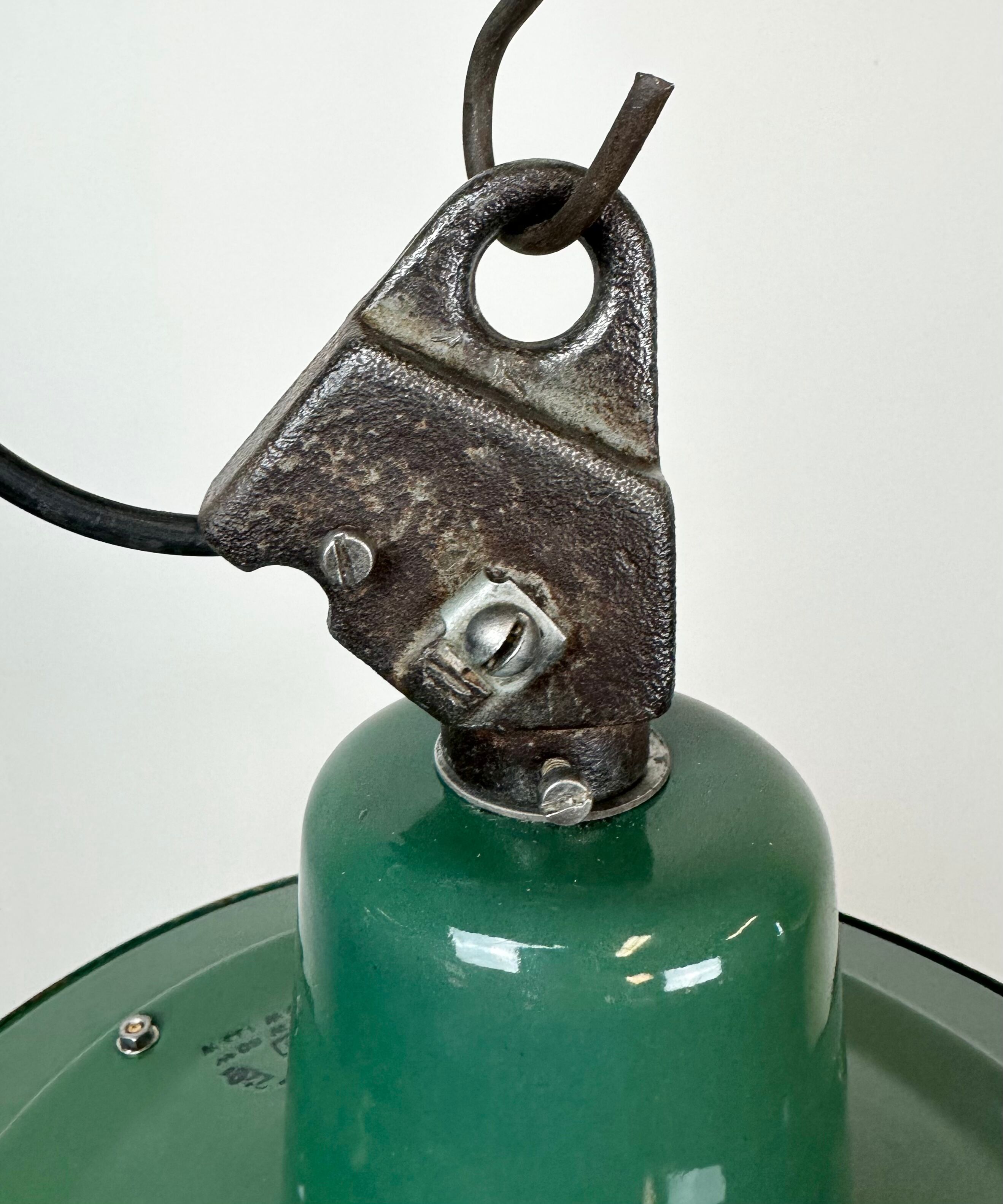 Green Enamel and Cast Iron Industrial Pendant Light, 1960s