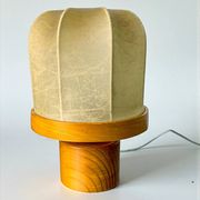 Italian "Cocoon" table lamp, resin and pine wood, 1970s