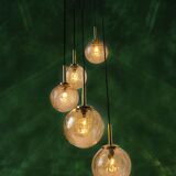 Fisher brass and amber glass pendant light 1960