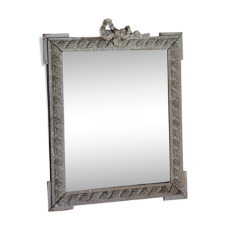 Miroir de table très ancien miroir au mercure biseauté 20x38cm