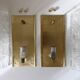 Pair of glass and brass wall lights by Carl Fagerlund for Orrefors, 1960.