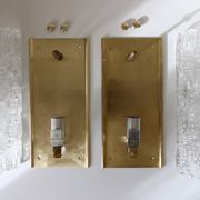 Pair of glass and brass wall lights by Carl Fagerlund for Orrefors, 1960.