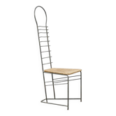 Chaise sculpturale vintage en acier et paille