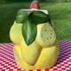 Hand-painted lemon barbotine pitcher vintage Italy