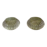 Pair of Vintage Round Glass Candle Holders