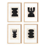 Collection of 4 paintings on paper - abstract paintings signed Eawy