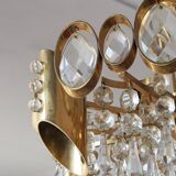 Hollywood Regency Brass & Crystal Glass Ceiling Lamp from Palwa