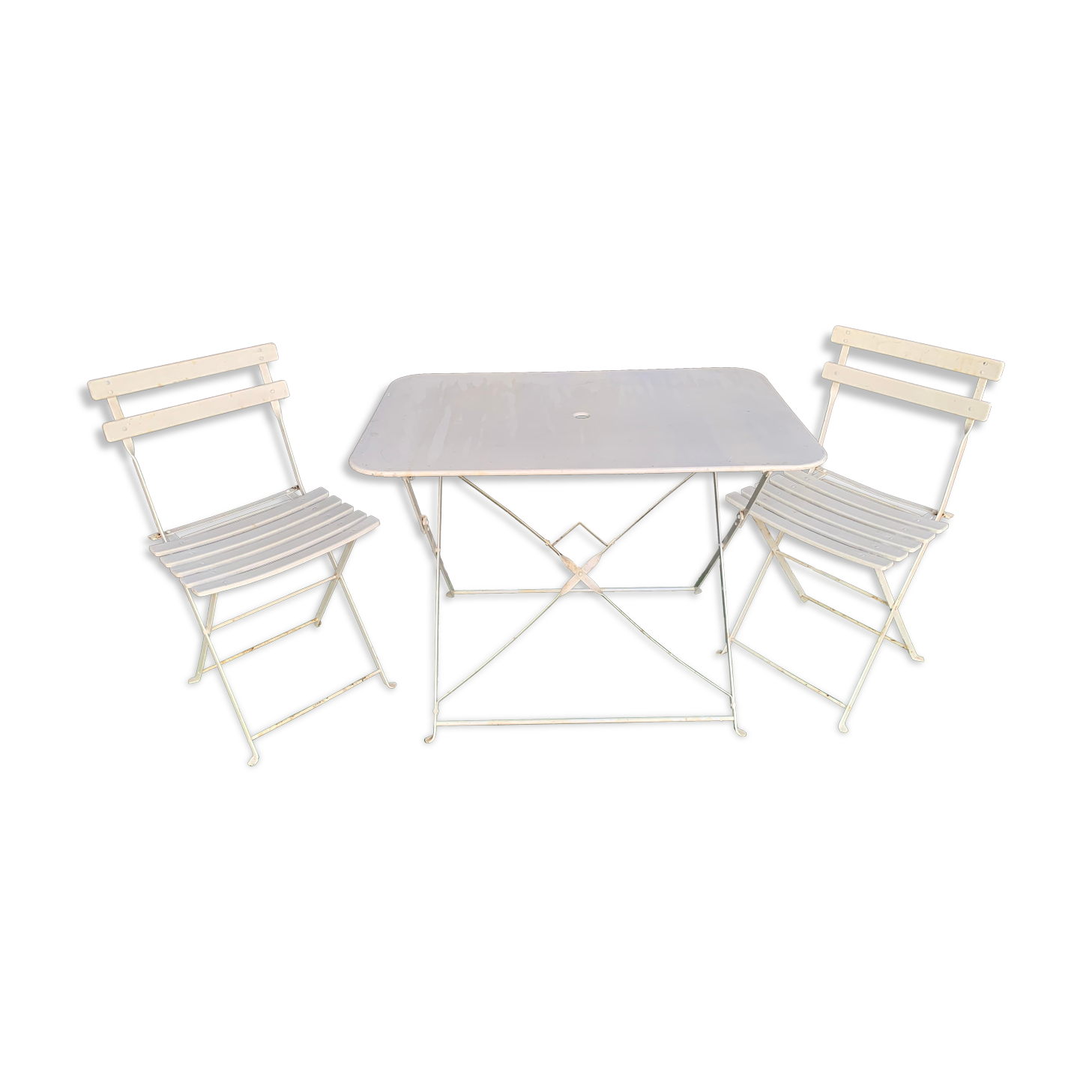Ensemble de jardin 3 pièces table pliante et 2 chaises pliantes couleur blanc