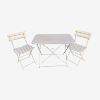 Ensemble de jardin 3 pièces table pliante et 2 chaises pliantes couleur blanc