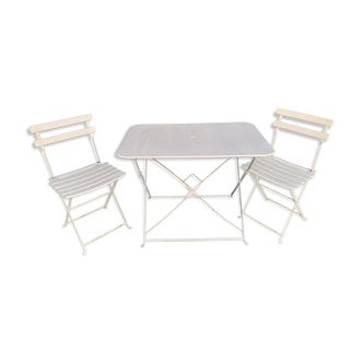 Ensemble de jardin 3 pièces table pliante et 2 chaises pliantes couleur blanc