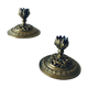 Pair of bronze candle holders signed