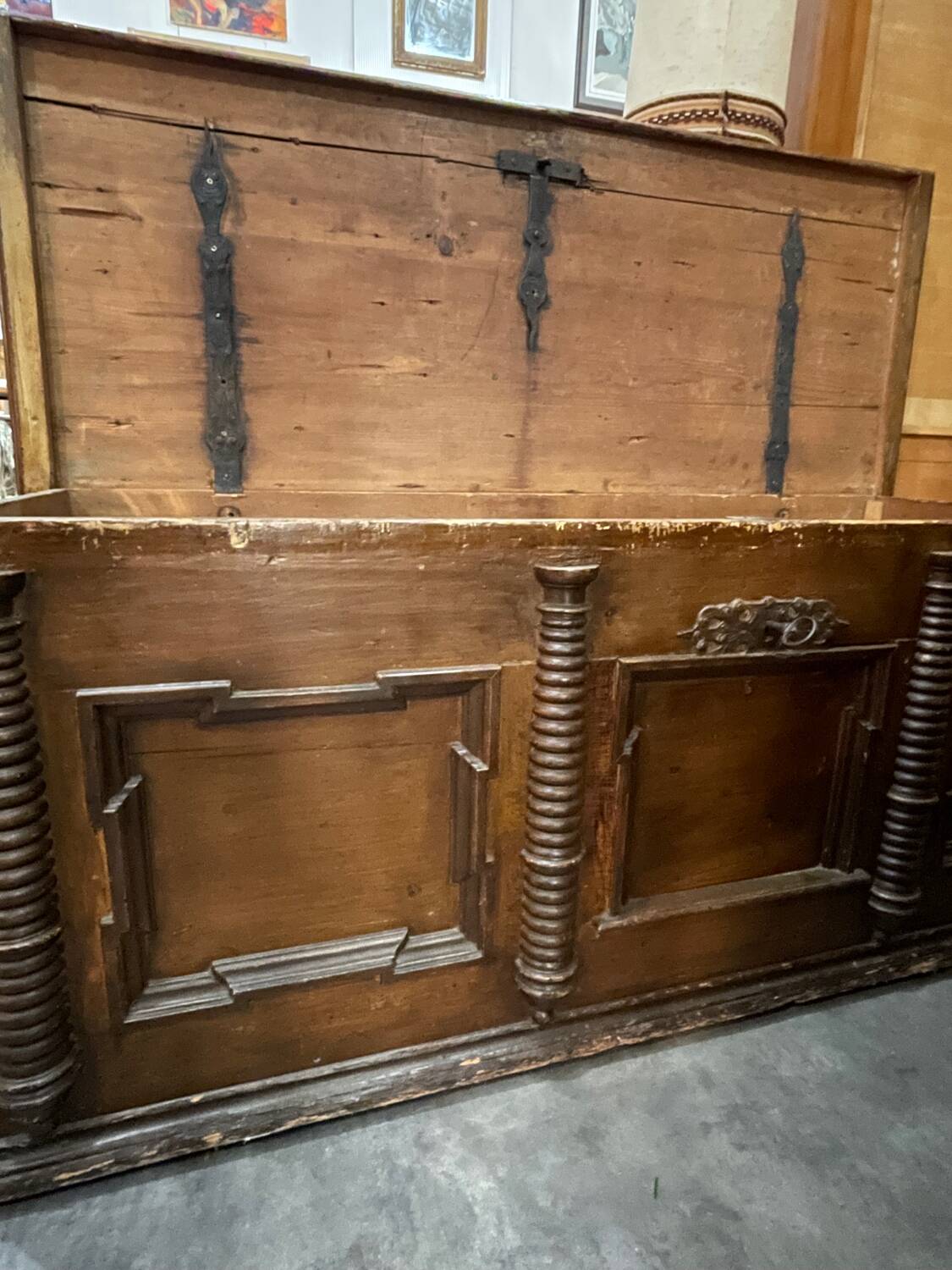 17th-century carved oak antique chest
