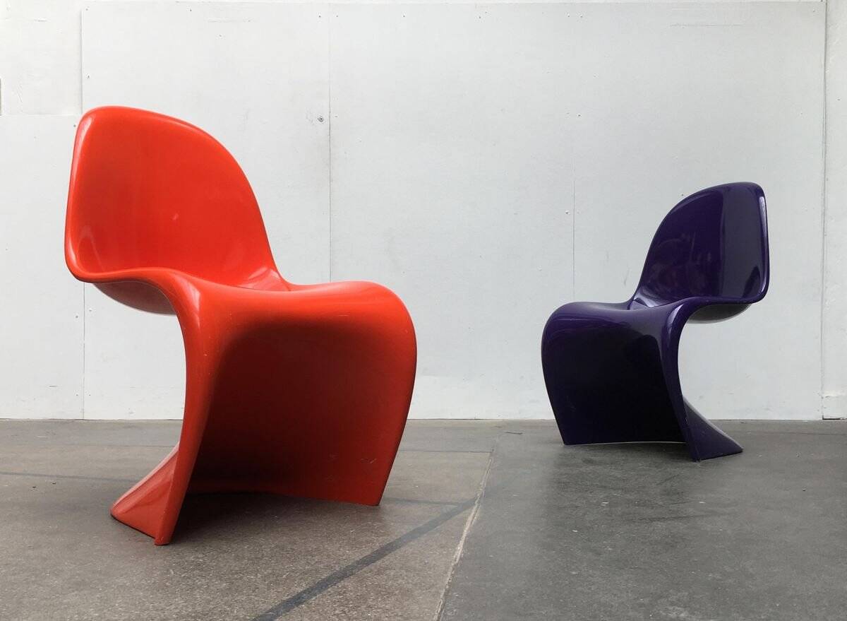 Mid-century Panton side chair set by Verner Panton for Herman Miller, 1960s.