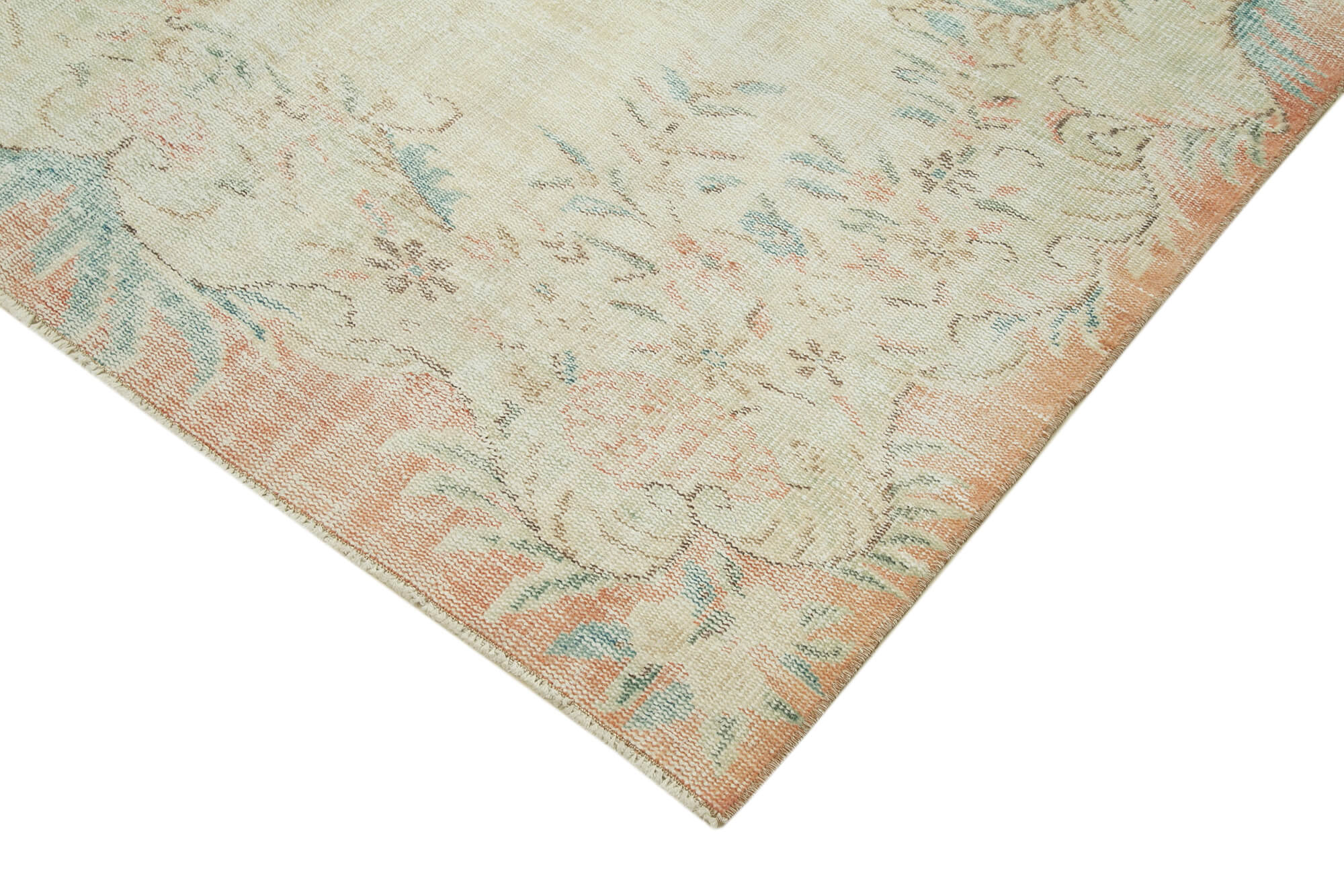 Handmade rustic oriental beige rug 173 cm x 258 cm
