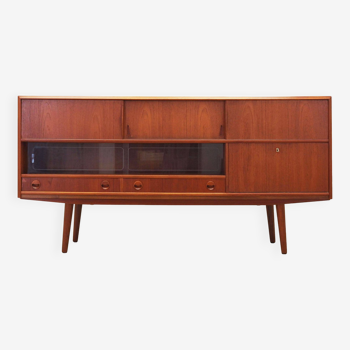 Buffet haut en teck, design danois, années 1970, production : Danemark