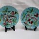 Assiette Barbotine Sarreguemines décor aux oiseaux cerises