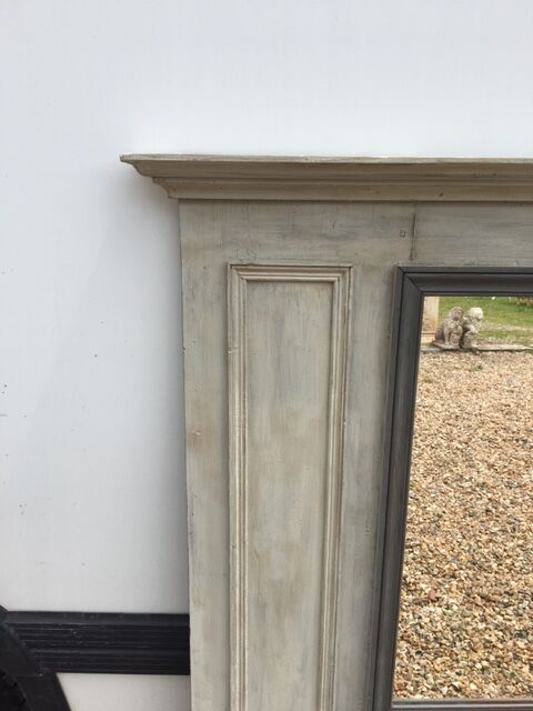 old trumeau mirror start xx to 2 mirrors patinated gray alpaca and gray trench coat 114x138cm