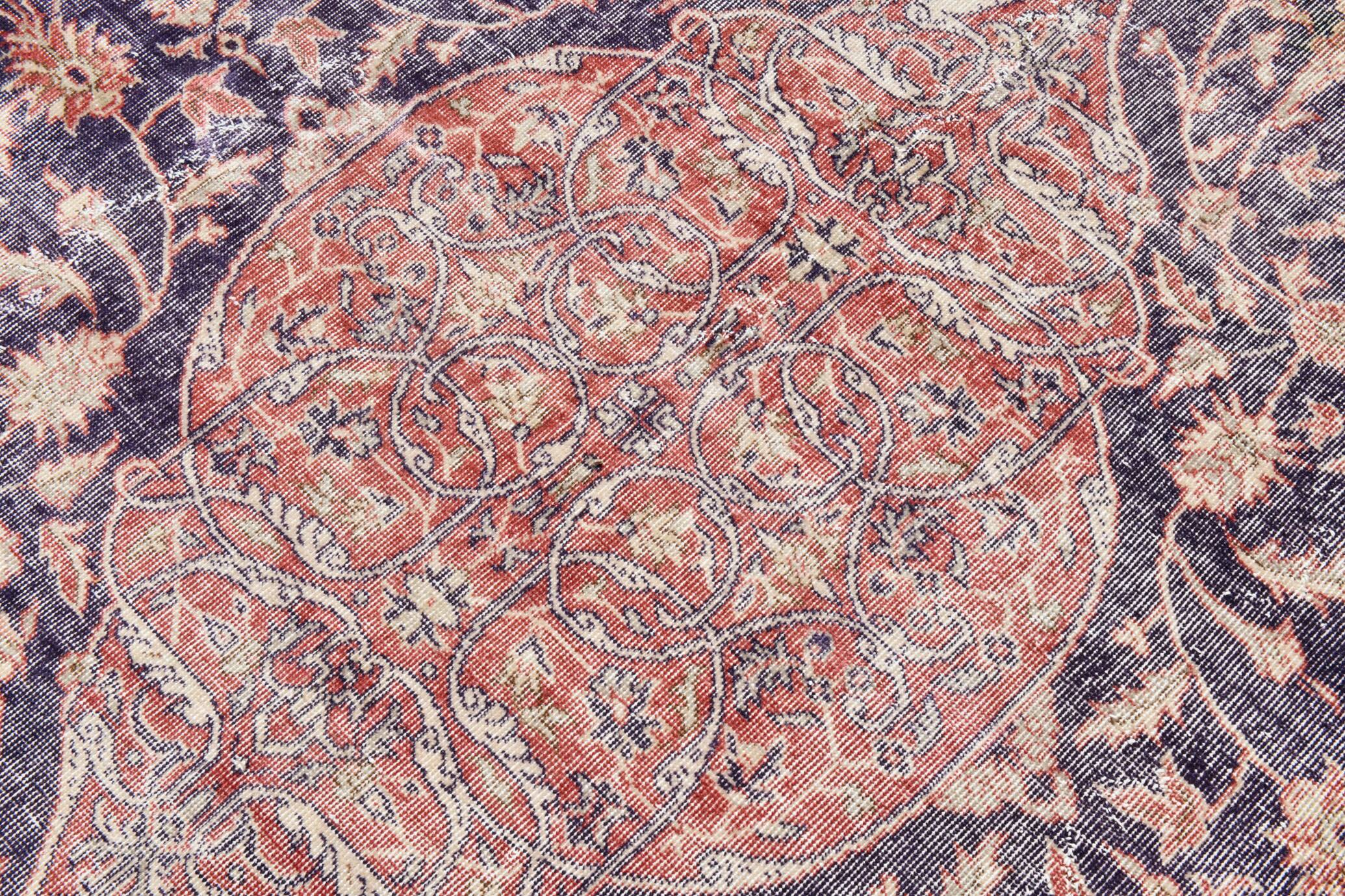 Navy Blue Orientel Style Vintage Persian Rug, 228x338 Cm