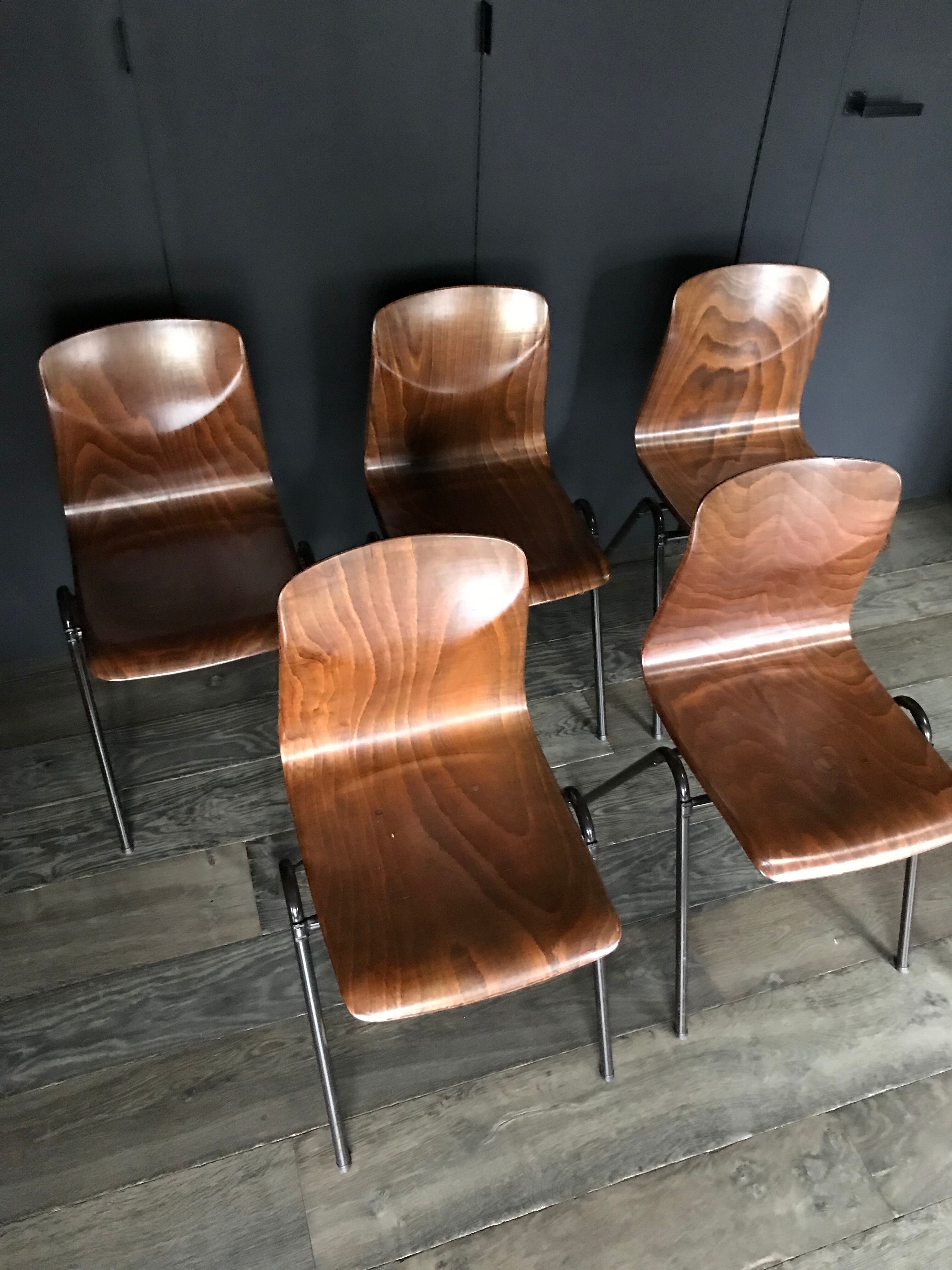 Set of 6 chairs design Friso Kraemer 1950