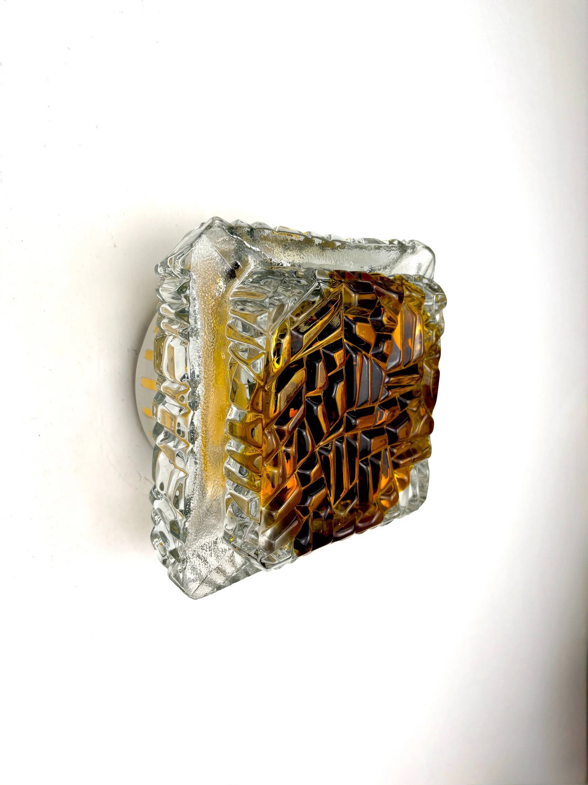 Murano Mazzega orange frosted glass sconce, Italy, 1970s