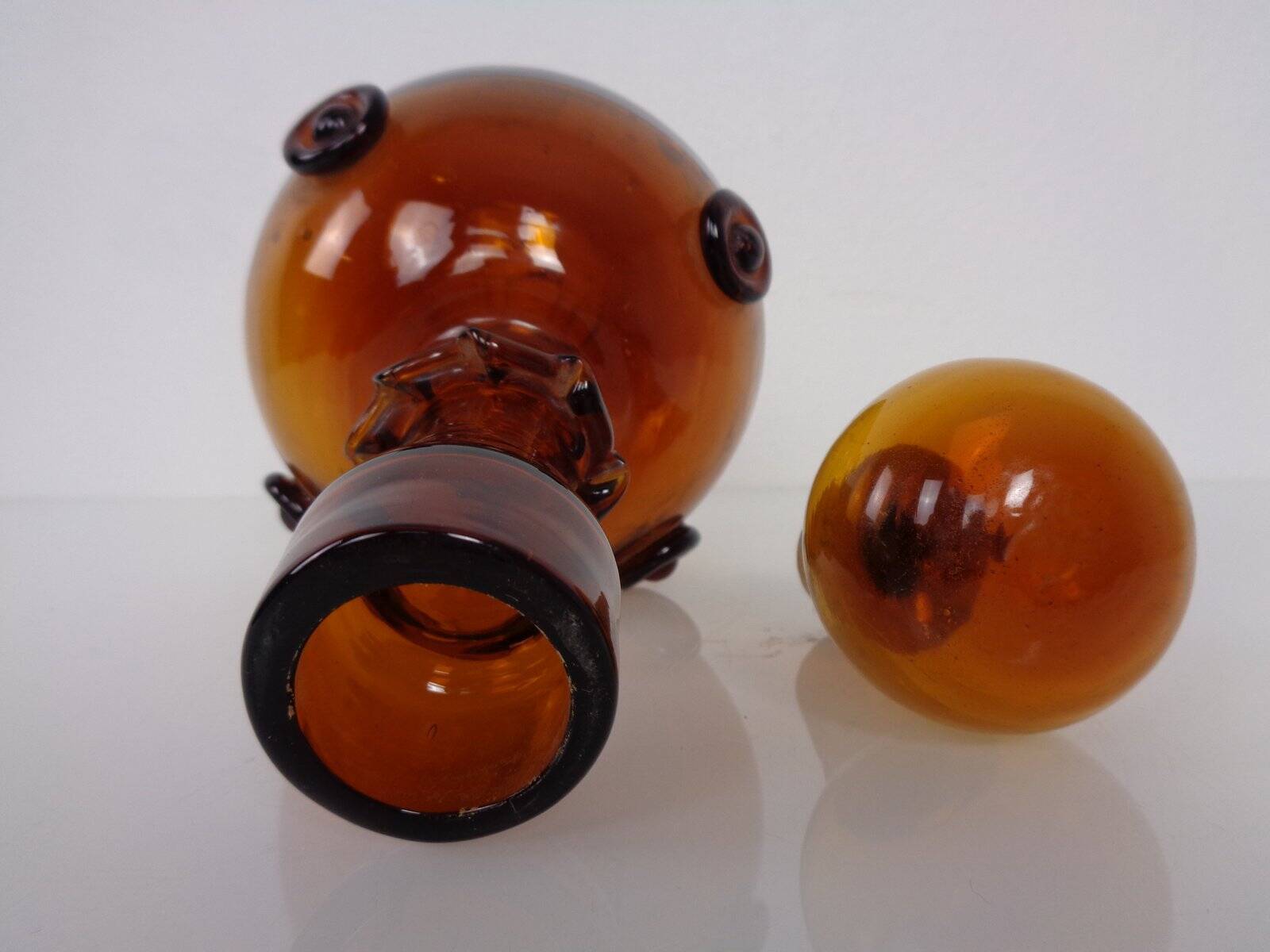 Italian amber glass decanter with stopper, 1960s