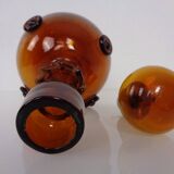 Italian amber glass decanter with stopper, 1960s