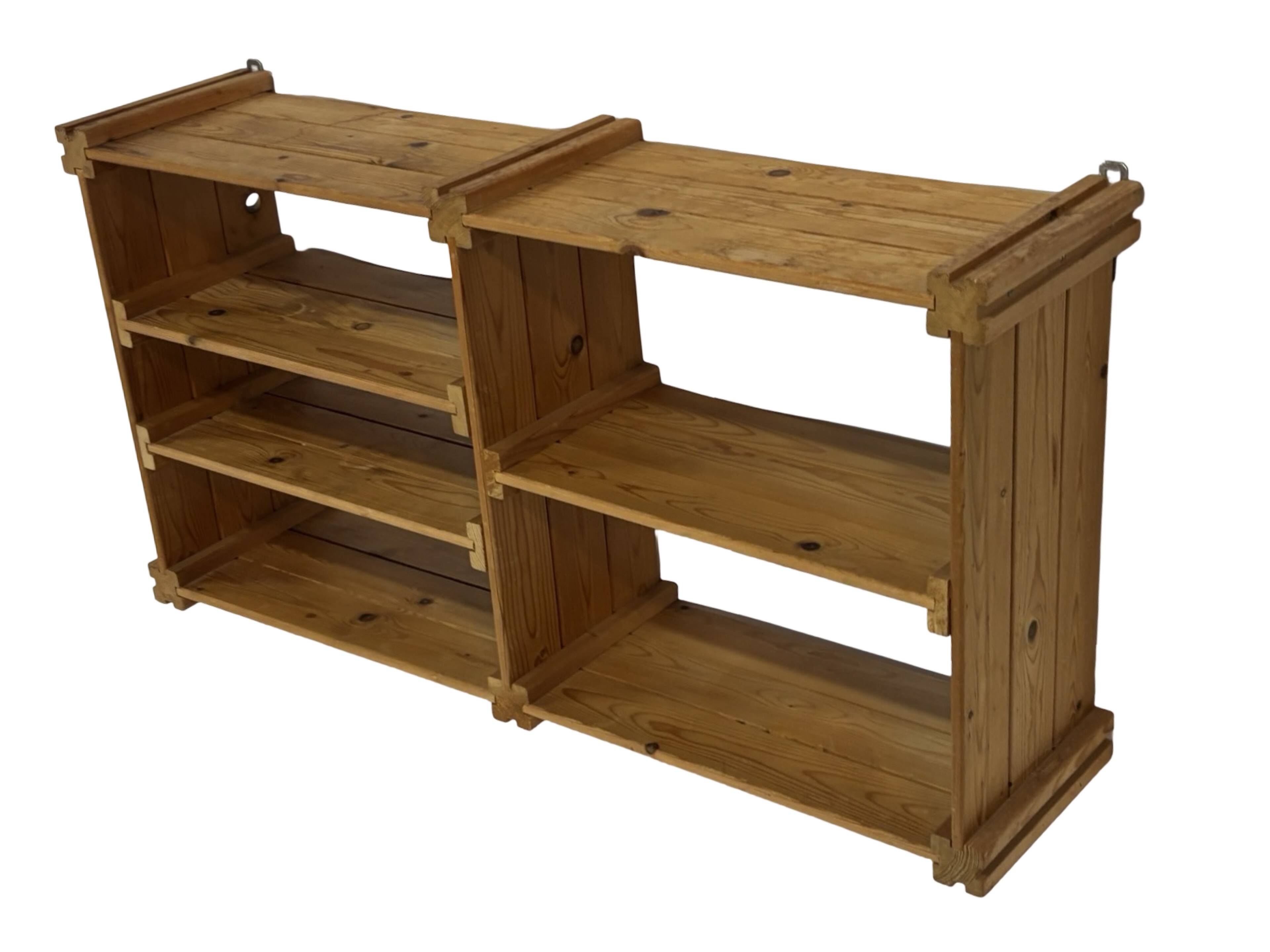 Vintage Wall shelf rack Pine wood 70s minimalist design