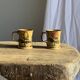 Set of 2 hand-painted flower mugs vintage stoneware H9.5