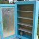 Armoire toilette en bois bleue vitre opaque