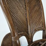 Set with table and four chairs in wicker and bamboo by Vivai Del Sud, 1970