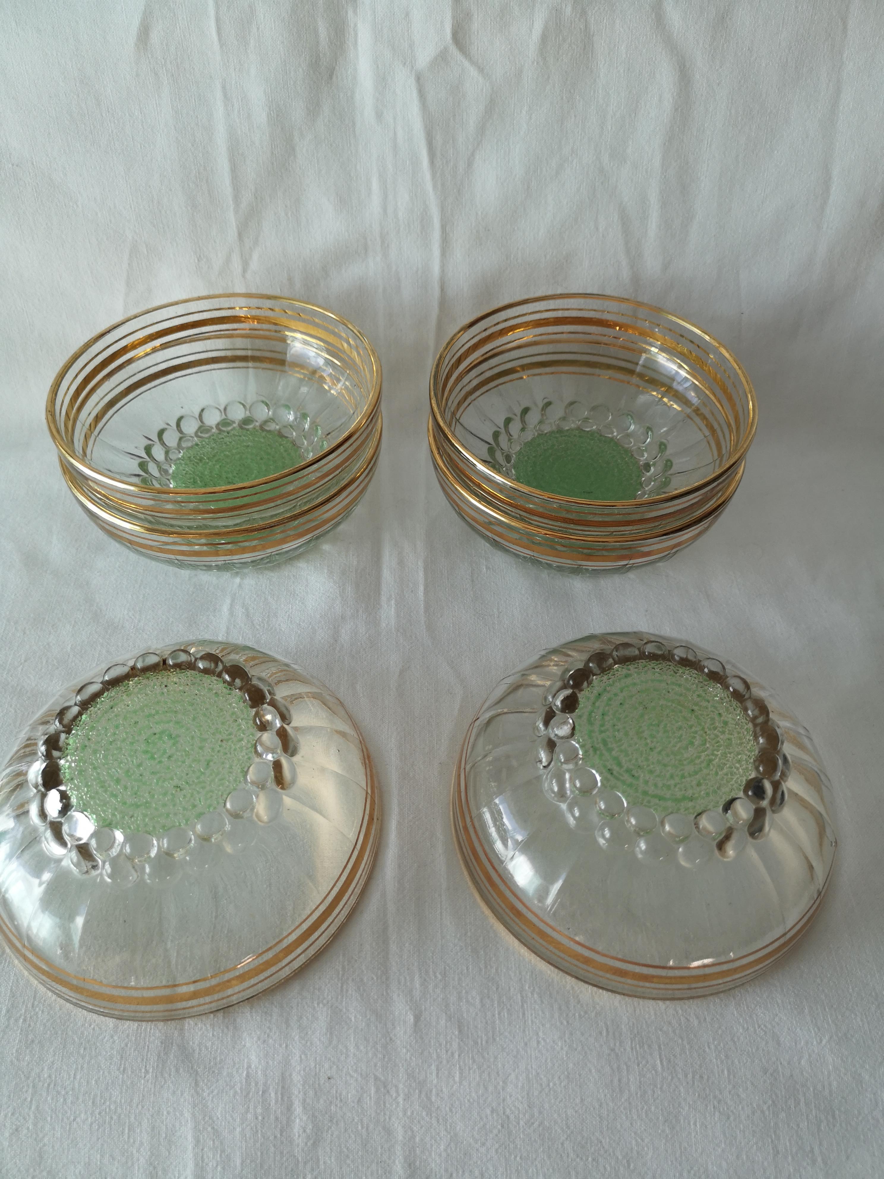 Lot 6 coupelles à dessert en verre vintage