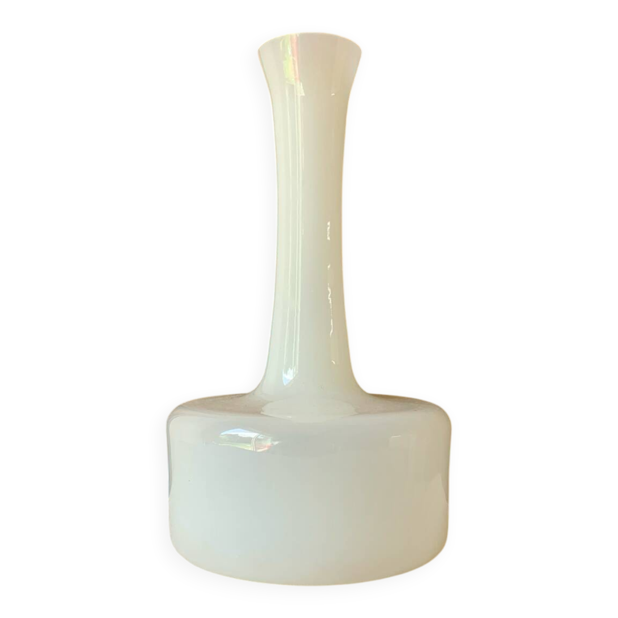 White opaline glass vase 1970