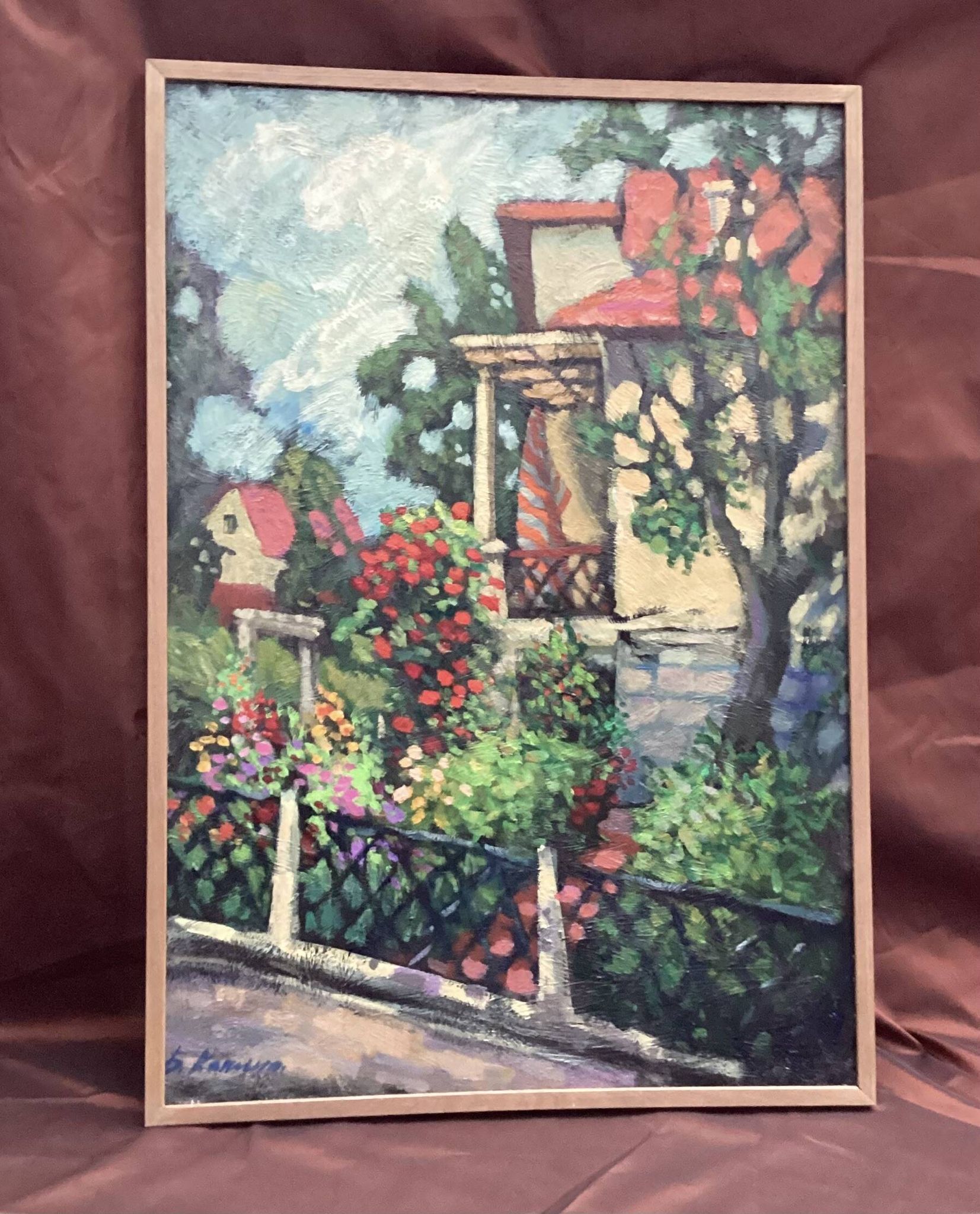 Ancien tableau huile sur toile signé dimension : hauteur - 83 cm- largeur - 58,5cm-