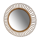 Vintage rattan log mirror diam 60 cm year 1960