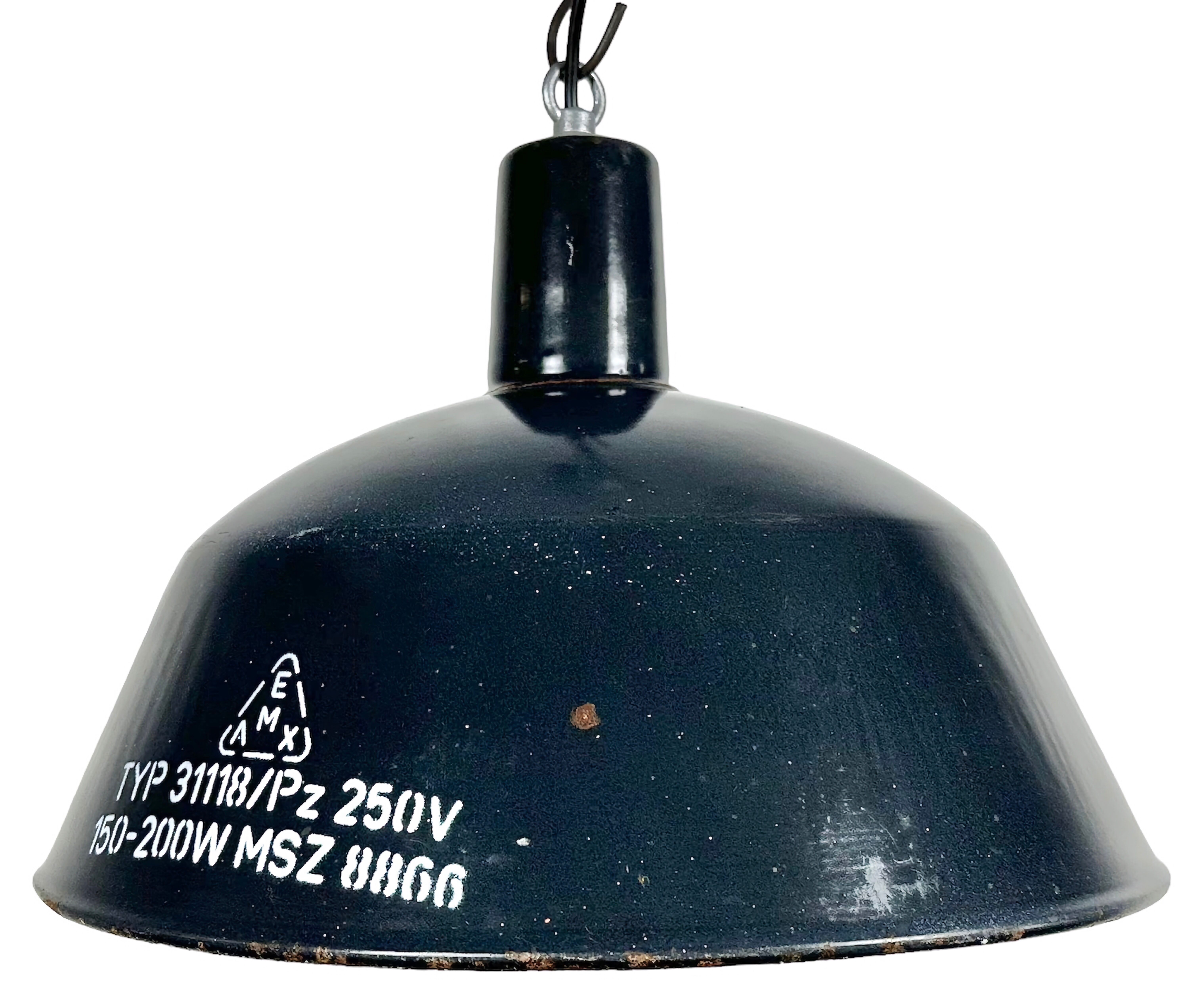 Industrial dark blue enamel pendant lamp from emax, 1960s