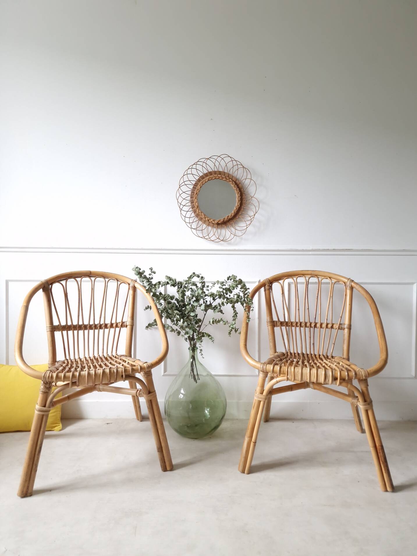 Pair of rattan armchairs