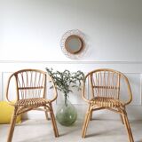 Paire de fauteuils en rotin