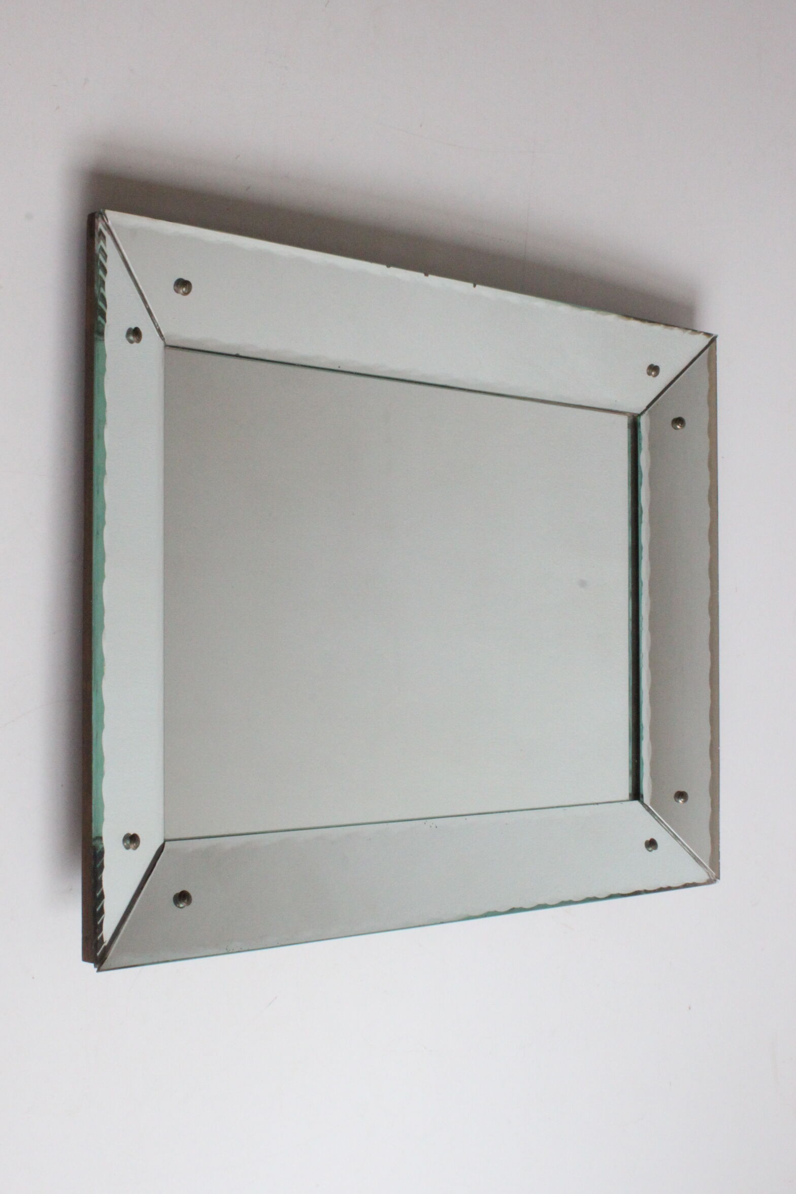 Art Deco box mirror with scalloped edges France 1930s