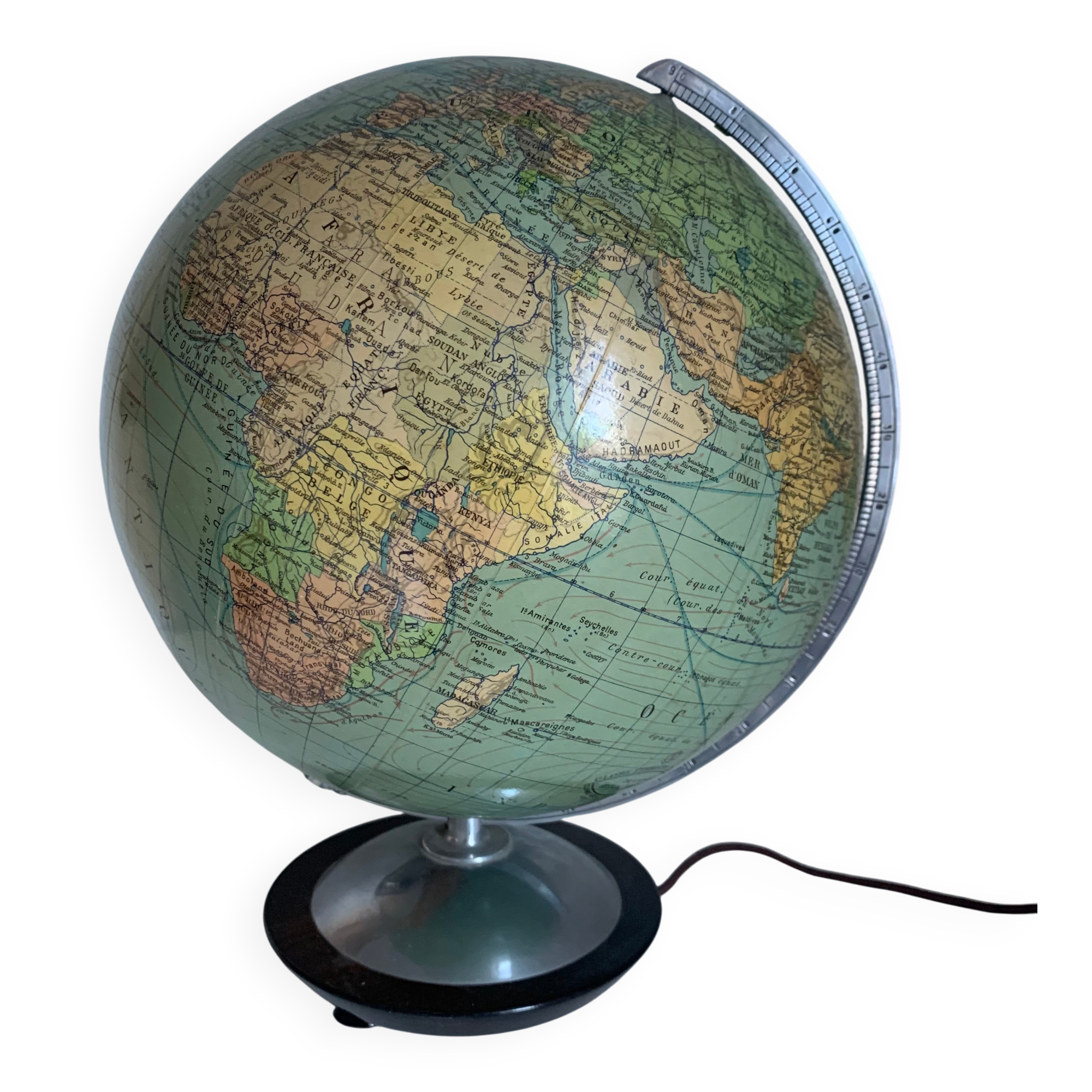 Globe vintage 1950 terrestre verre Colomb édition politique mappemonde - 34