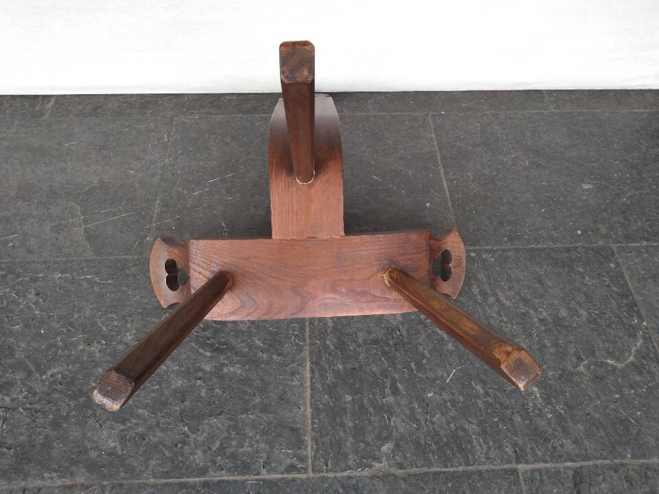 Vintage Spanish Wooden Chair and Stool from the 1970s