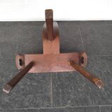 Vintage Spanish Wooden Chair and Stool from the 1970s