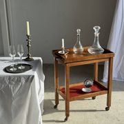 Wooden rolling trolley with removable top H66 75x35