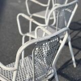 Set of 3 Industrial Metal Bistro Armchairs / France 1960 by Rene Malaval